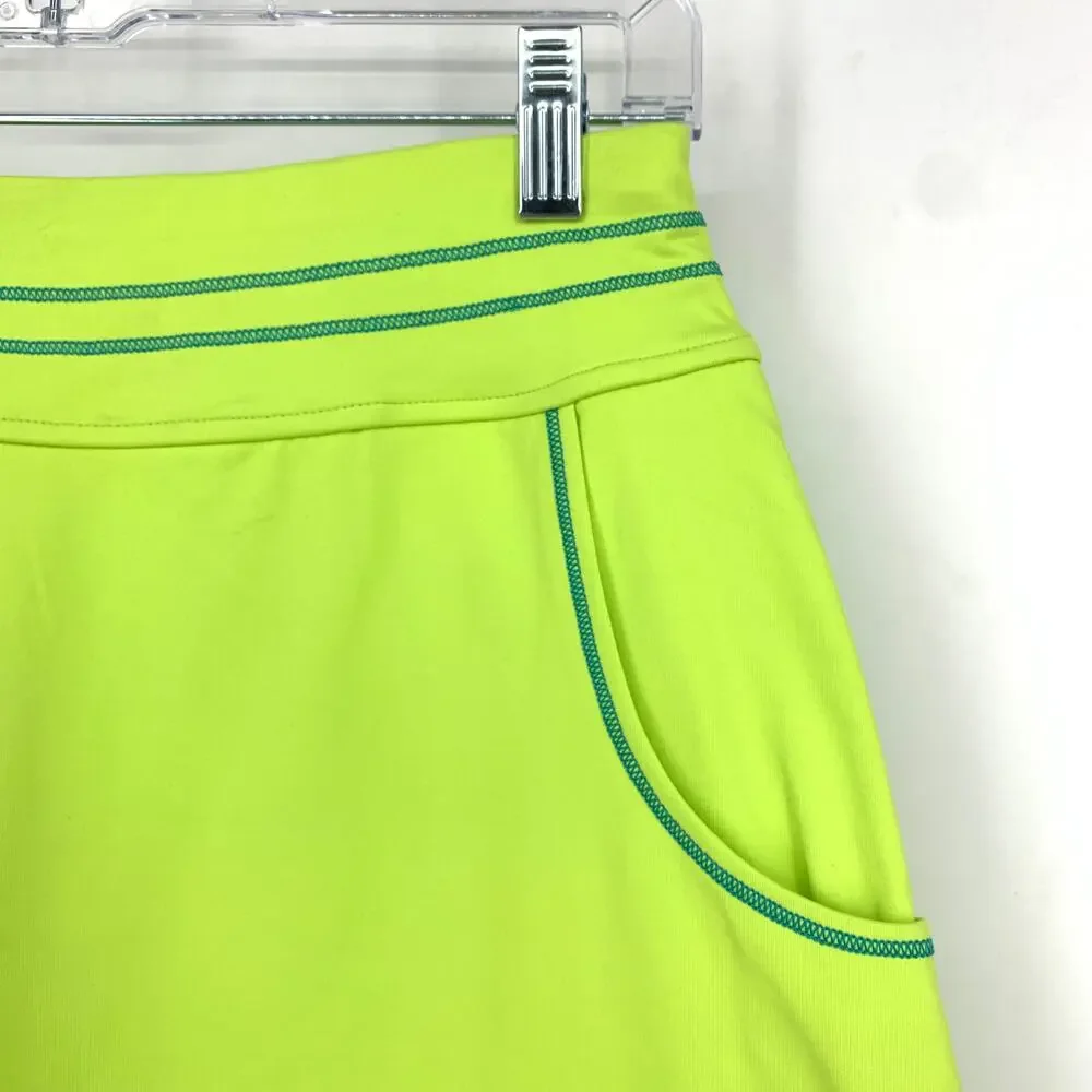 Title Nine Athletic A-Line Mini Skirt Womens XS Lime Green Blue Stitching